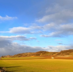 Landschaft mit Weinbergen und Regenbogen Blick von Wonsheim zum Ajaxturm Siefersheimer Horn